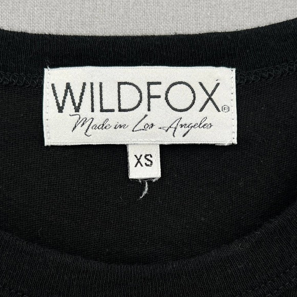 WILDFOX Shirt Womens XS Black Embroidered Tea Rose Lucienne Long Sleeve Crew Tee - Picture 9 of 13